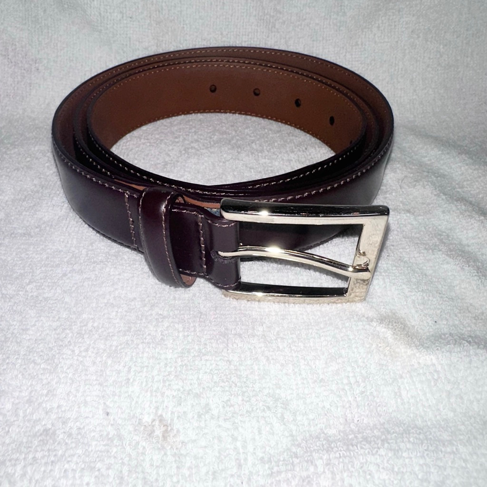NWOT Men’s Size 42 Brooks Brothers Genuine Leather Dress Belt Dark Brown #W1114